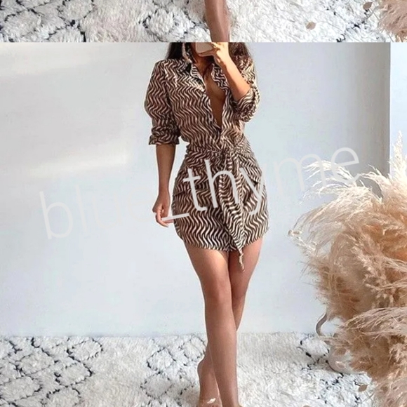 Zara WOMANS Printed Dress With Knot - Picture 4 of 9